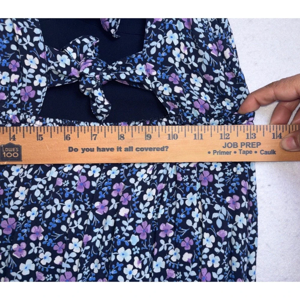 Abercrombie & Fitch Floral Maxi Dress Blue Purple Tie Back Cutout Small